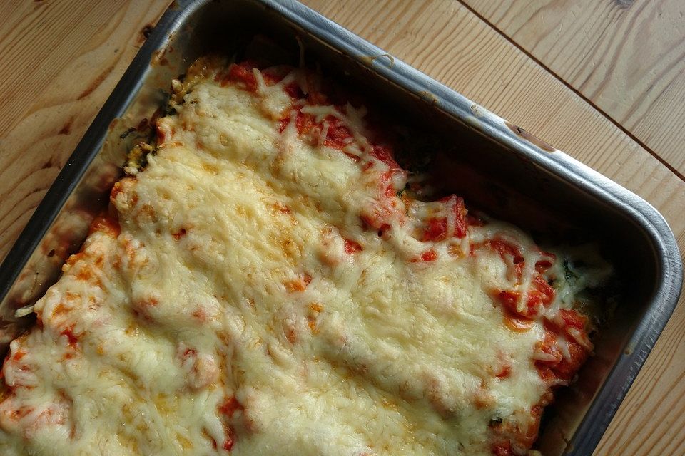 Cannelloni mit Spinat und Frischkäse