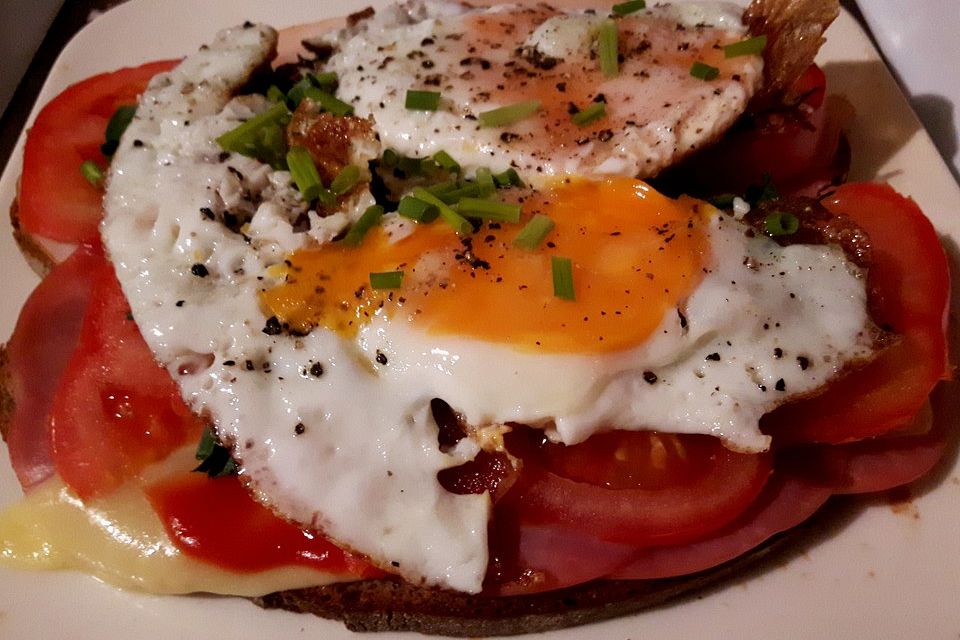 Spiegelei-Brot im Frühling