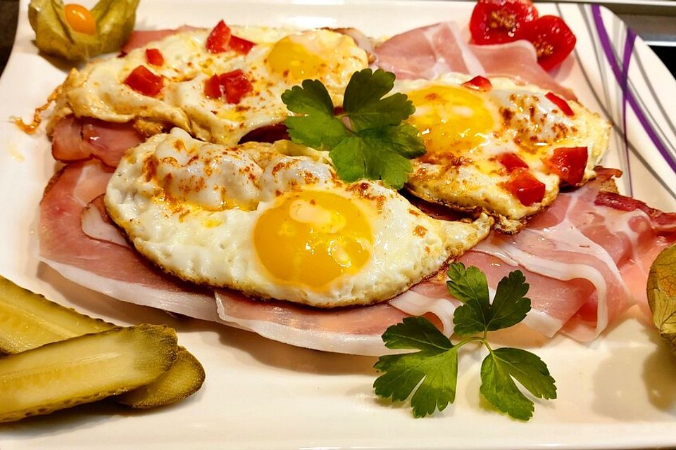 Spiegelei-Brot im Frühling