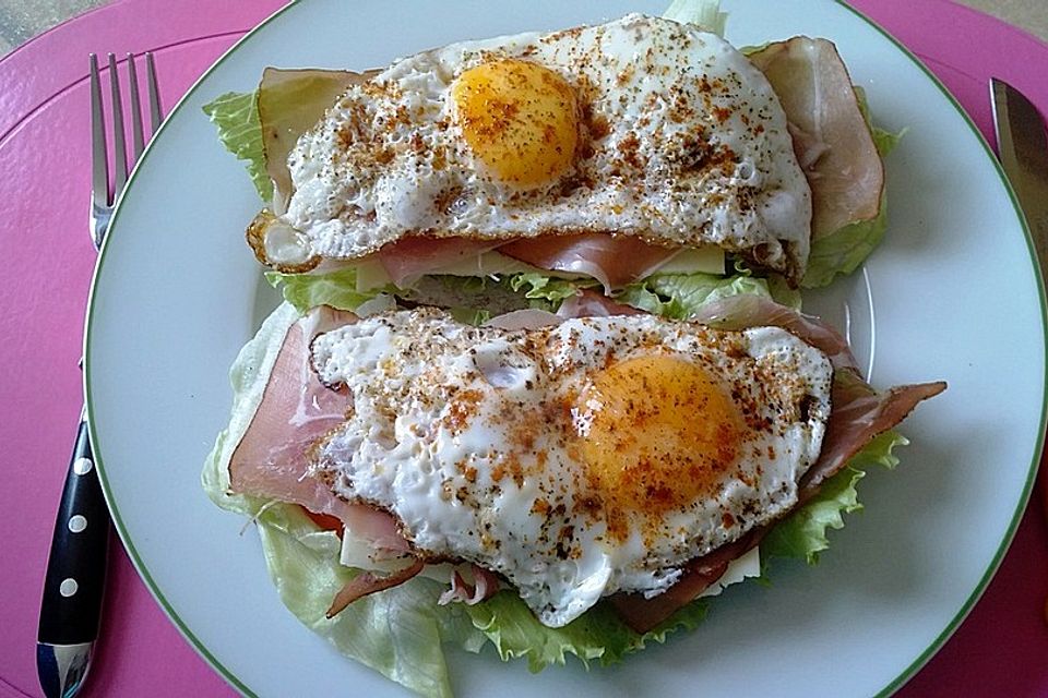 Spiegelei-Brot im Frühling