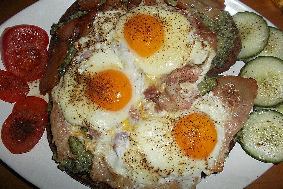 Spiegelei-Brot im Frühling