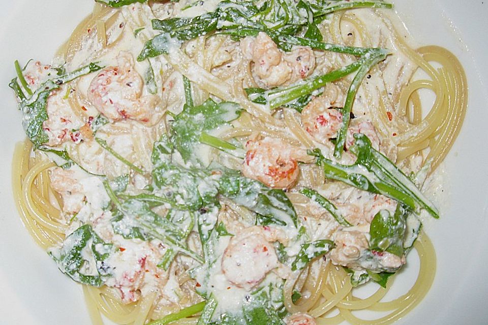 Spaghetti mit Ricotta und Rucola
