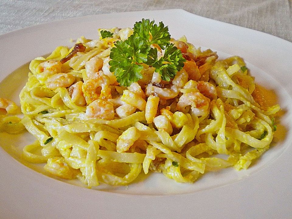 Spaghetti mit Curry - Shrimps - Sahne von daja| Chefkoch