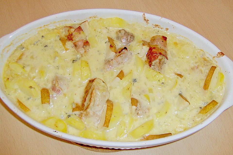 Schweinefilet - Kartoffel - Gratin mit Birne