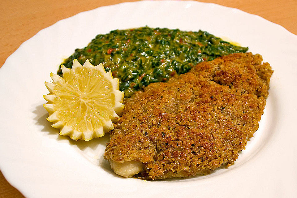 Pangasius mit Ingwerkruste und Kokos - Spinat