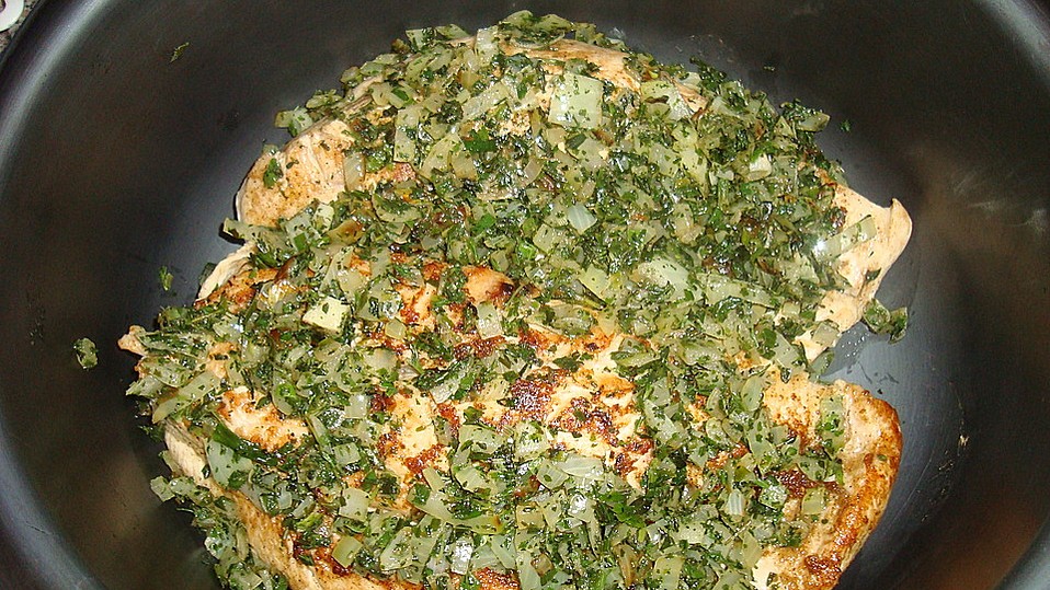 Kräuter-Putenbraten mit Rahmpilzen von Elfenlied