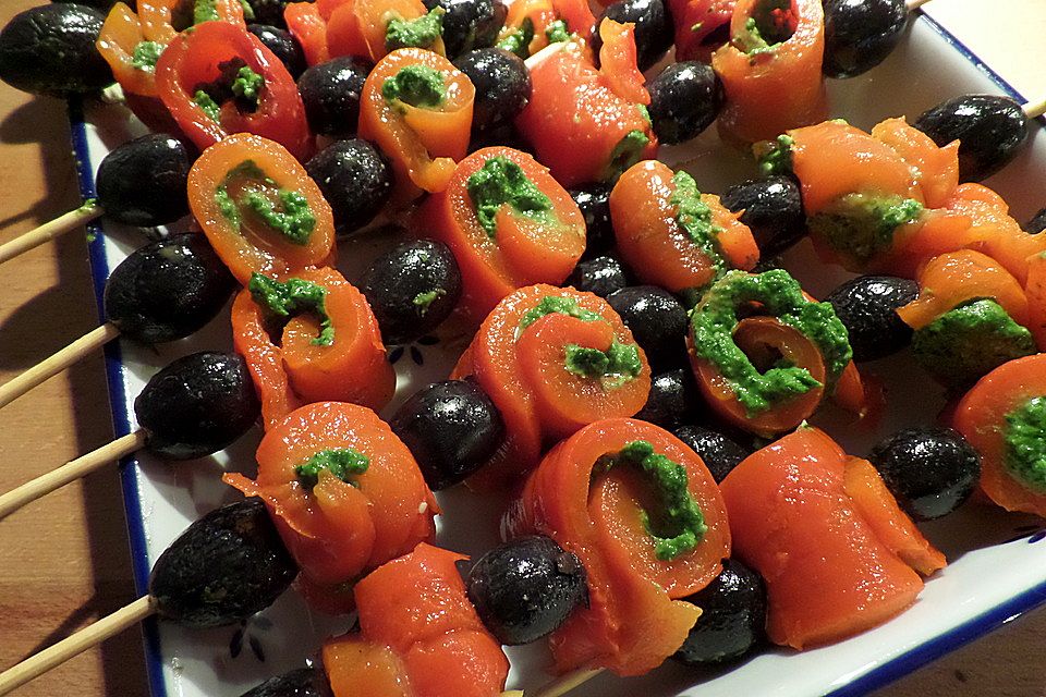 Paprika - Oliven - Spieße Paprika - Oliven - Spieße