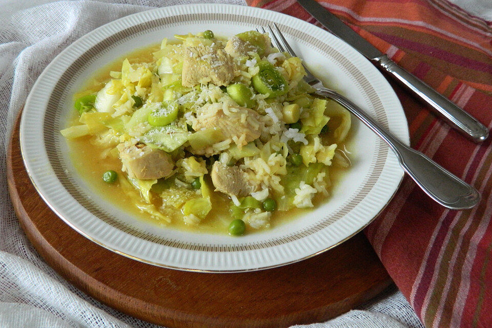 Reis - Hähnchen - Pfanne