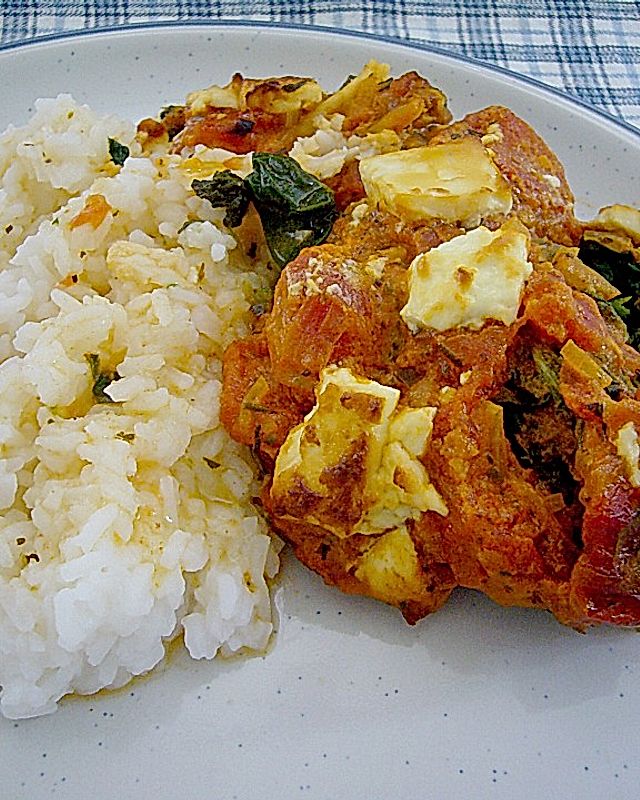 Seelachs - Filet mit Tomatensauce und Spinat
