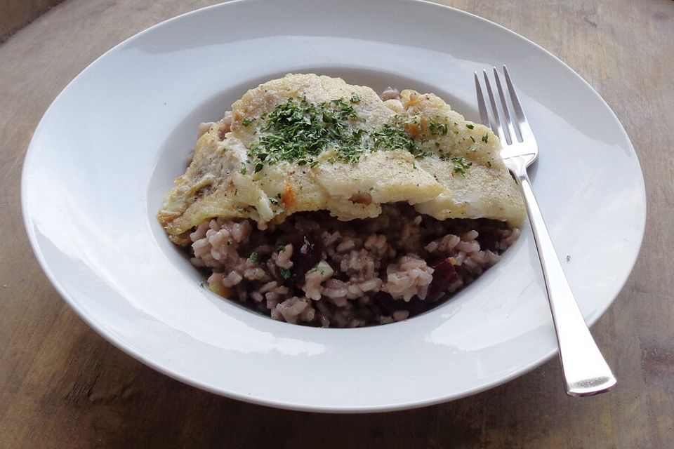 Alaska-Seelachs auf Rote Rüben-Risotto