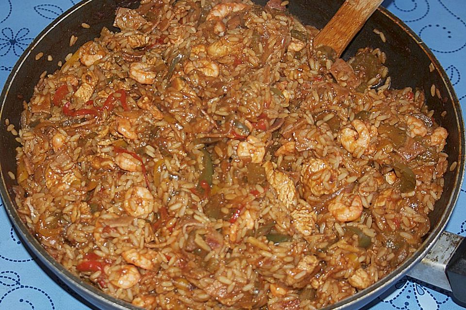 Bayerisches Jambalaya mit fränkischem Rauchbier