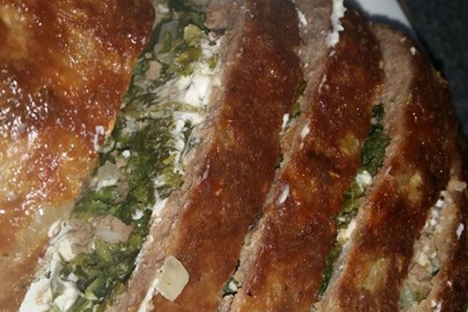 Hackbraten-Roulade mit Spinat