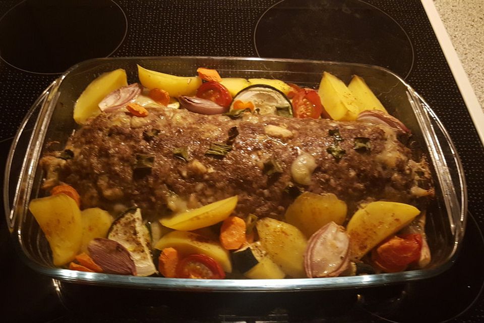 Hackbraten-Roulade mit Spinat