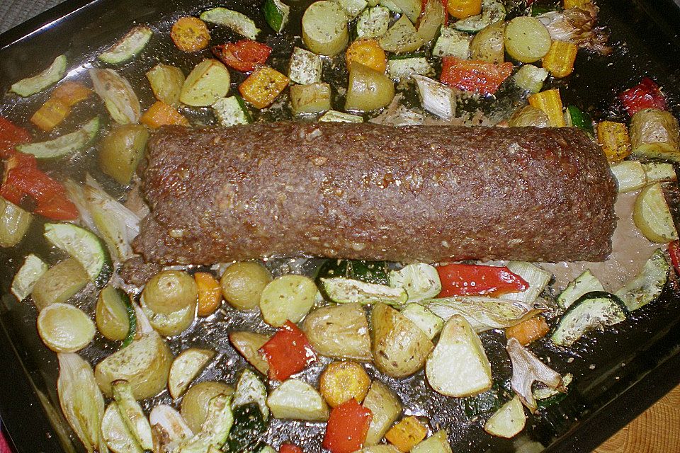 Hackbraten-Roulade mit Spinat