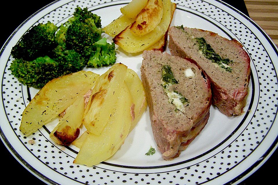 Hackbraten-Roulade mit Spinat