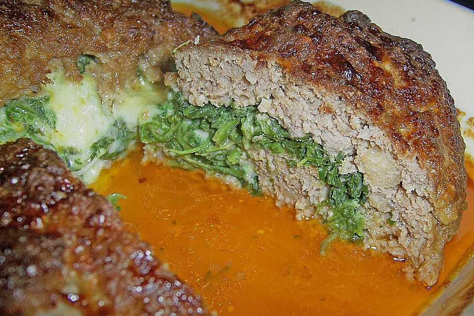 Hackbraten-Roulade mit Spinat