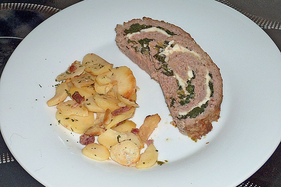 Hackbraten-Roulade mit Spinat