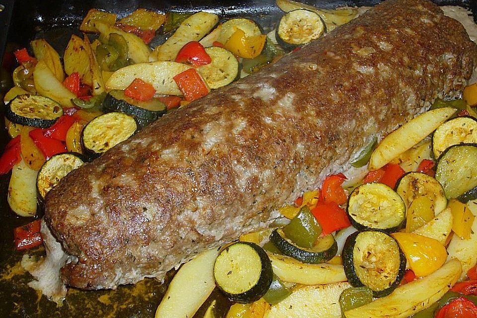 Hackbraten-Roulade mit Spinat