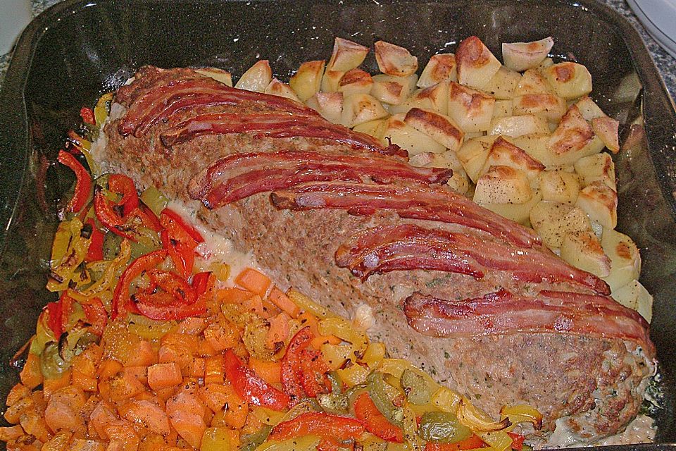 Hackbraten-Roulade mit Spinat