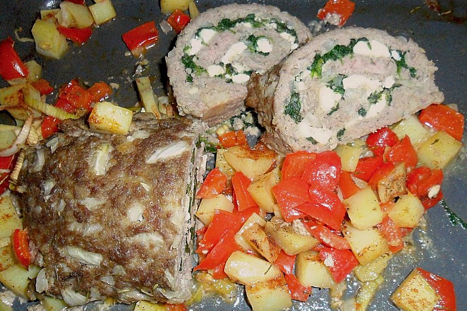 Hackbraten-Roulade mit Spinat