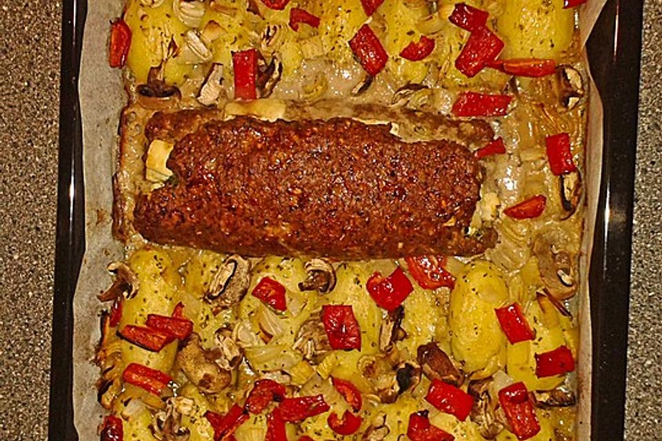 Hackbraten-Roulade mit Spinat