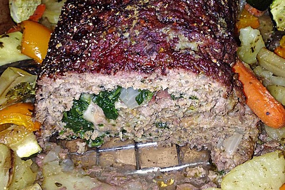 Hackbraten-Roulade mit Spinat