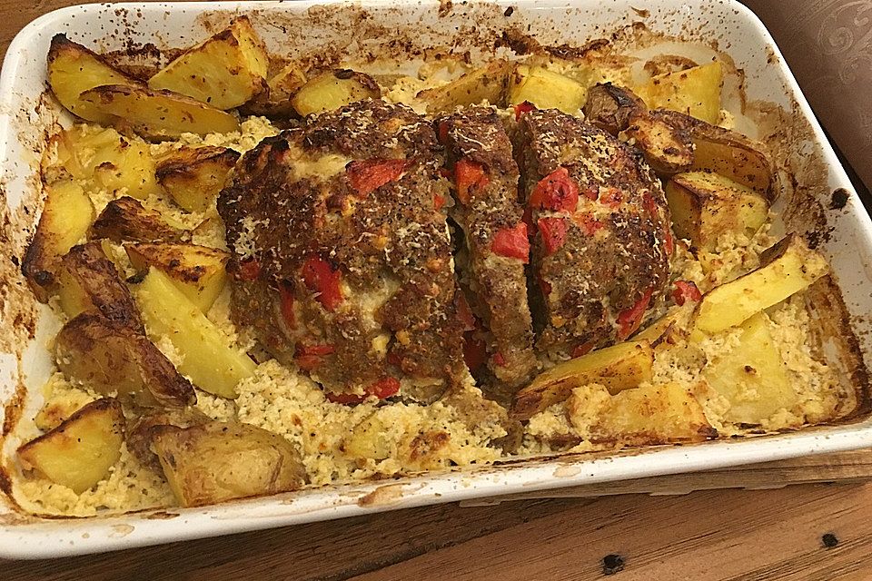 Hackbraten-Roulade mit Spinat