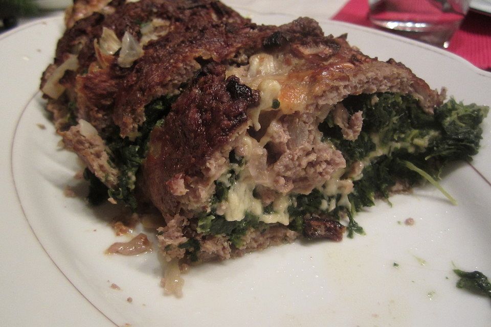 Hackbraten-Roulade mit Spinat