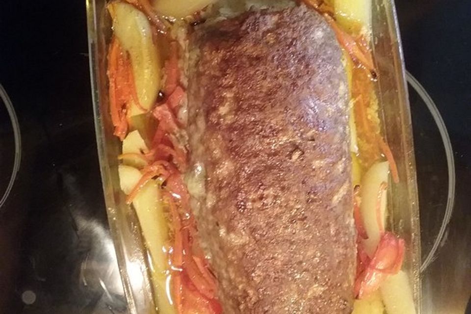 Hackbraten-Roulade mit Spinat