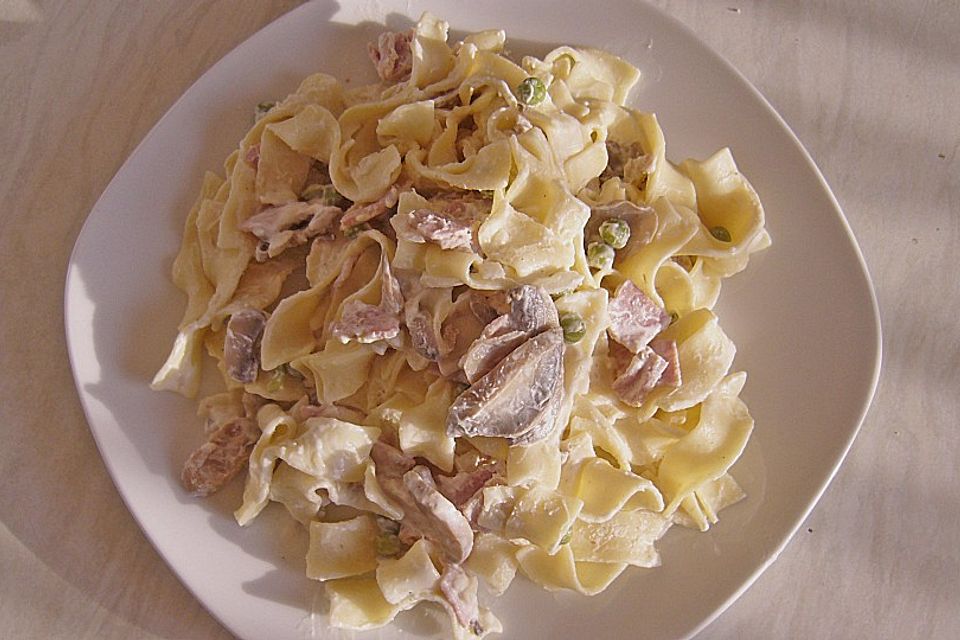 Bandnudeln mit Schinken - Sahne - Sauce