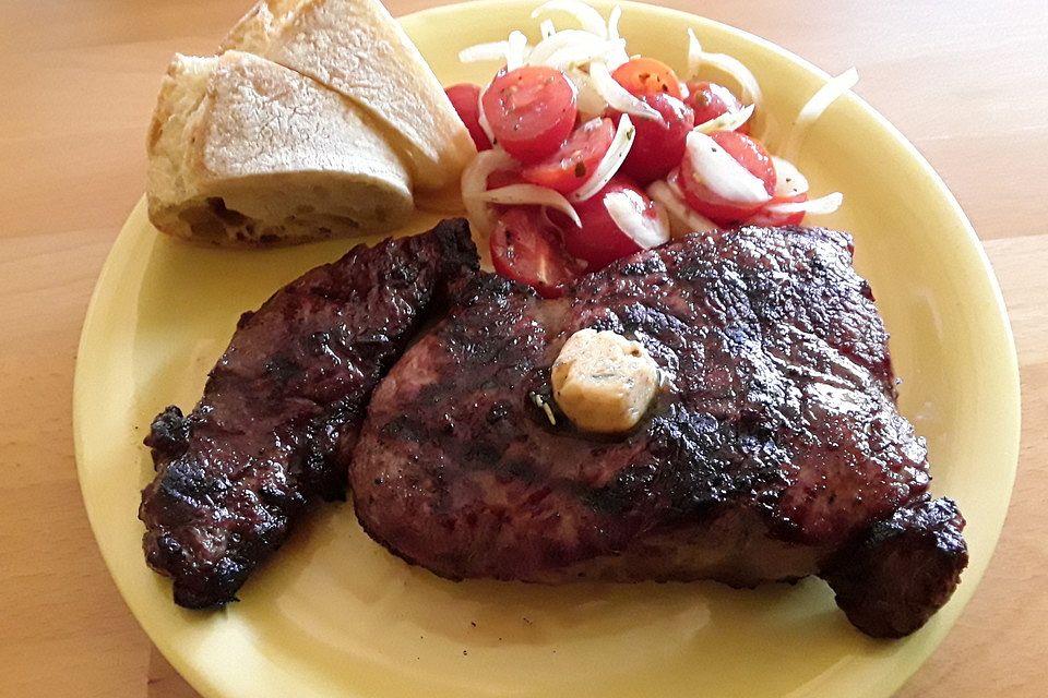 Axels Rumpsteak mit Tomatensalat