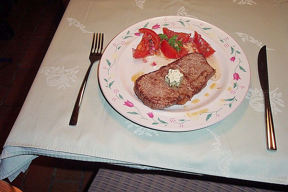 Axels Rumpsteak mit Tomatensalat