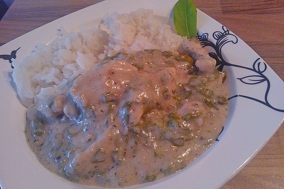 Hähnchenbrust mit Sauerampfersoße Hähnchenbrust mit Sauerampfersoße