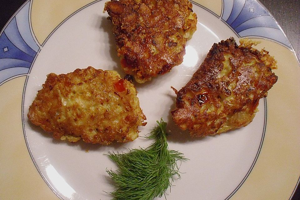 Fenchelbällchen mit Käse, dazu ein Joghurtdip