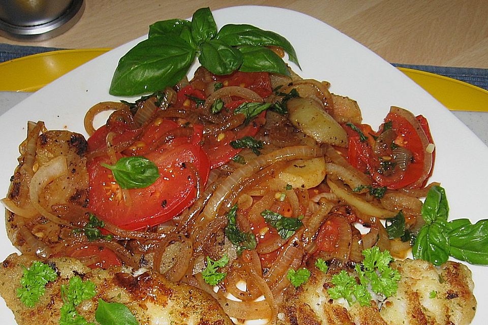 Illes schnelle und schmackhafte Tomaten - Zwiebel - Kartoffel - Gemüse - Beilage