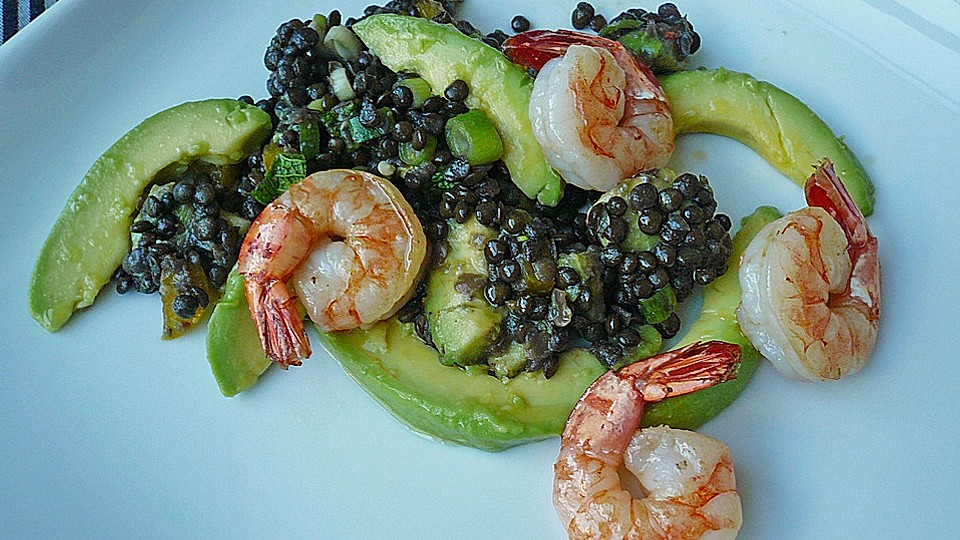Salat mit Linsen, Avocado und Krabben von rheinsilber| Chefkoch