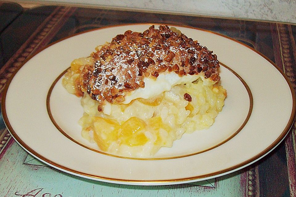 Reisspeise mit Mandelbaiser Reisspeise mit Mandelbaiser