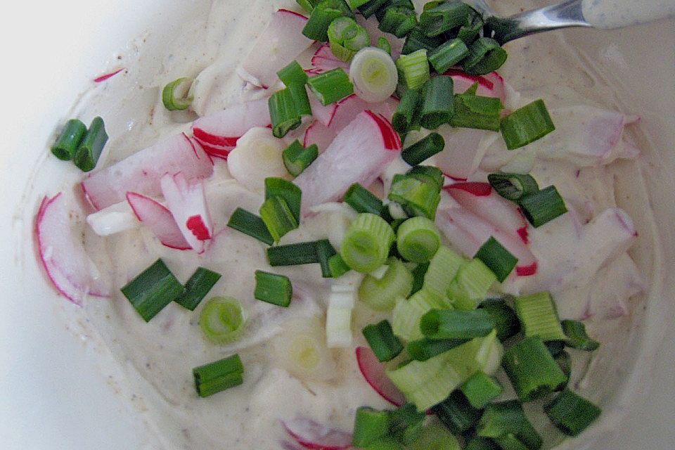 Frühlingsquark mit Lauchzwiebeln und Radieschen