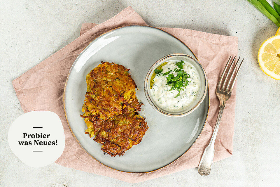 Frühlings-Rösti mit Bärlauch-Dip