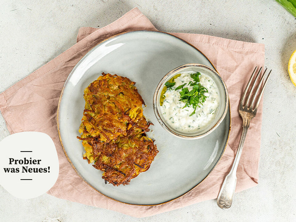 Frühlings-Rösti mit Bärlauch-Dip