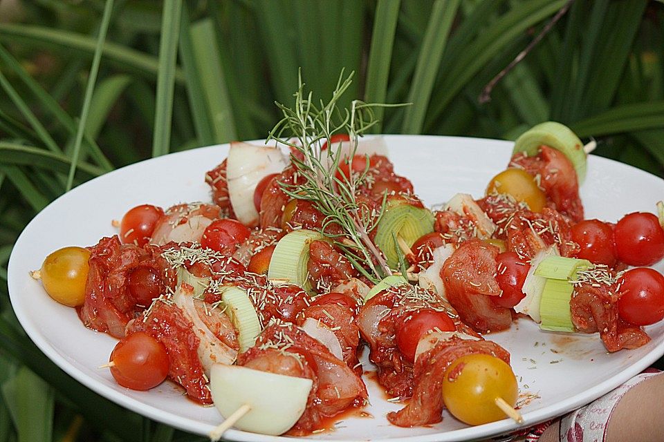 Hähnchen - Tomaten - Zwiebel - Spieße