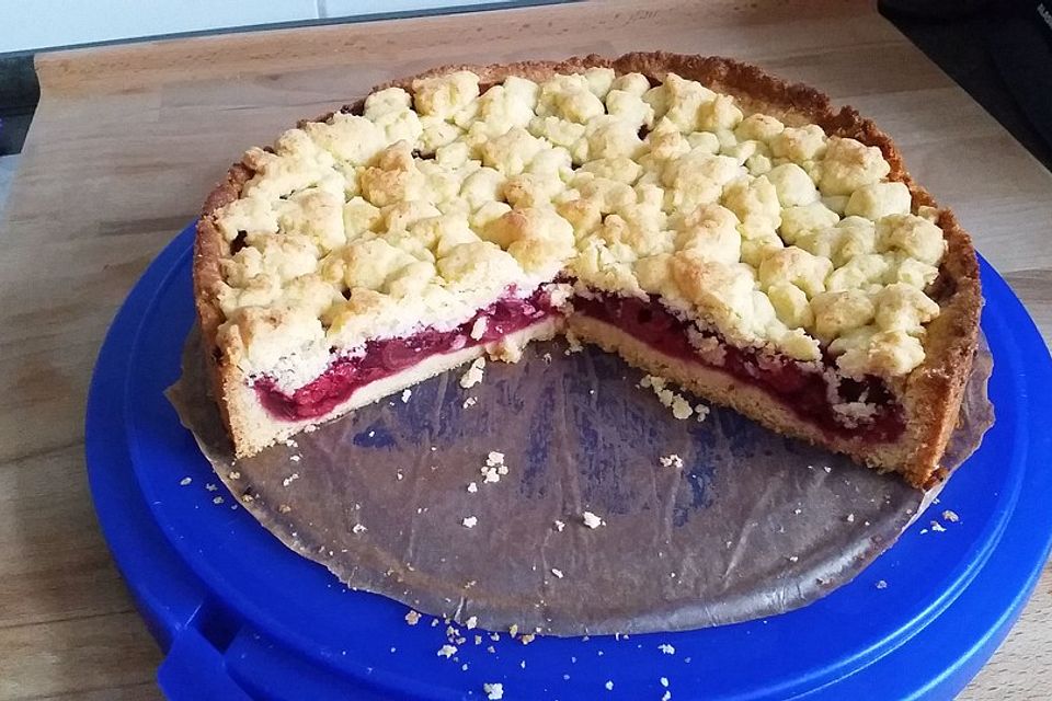 Kirsch-Himbeer-Kuchen mit Kokosstreuseln