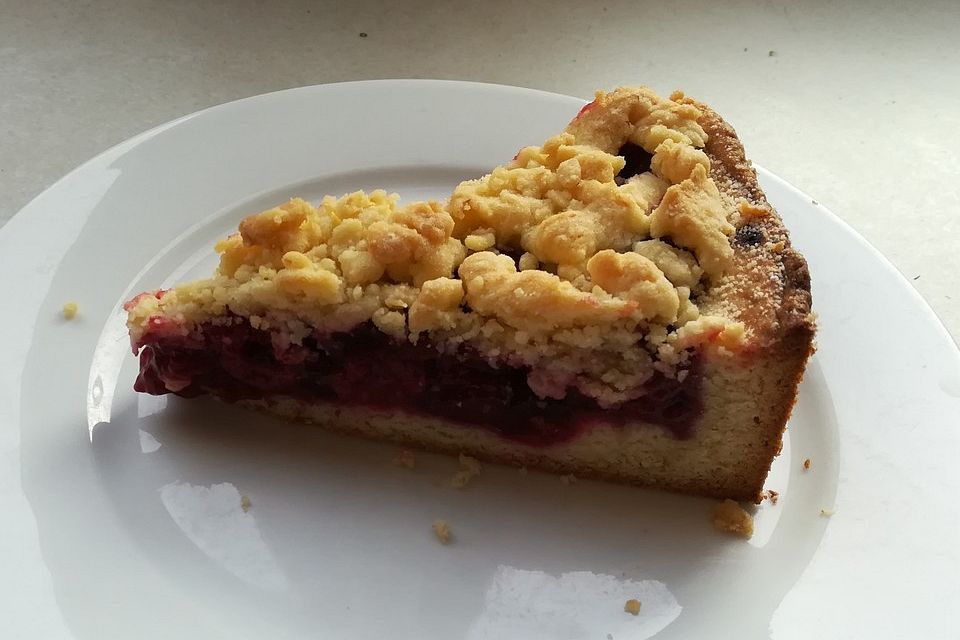 Kirsch-Himbeer-Kuchen mit Kokosstreuseln