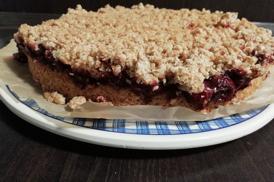 Kirsch-Himbeer-Kuchen mit Kokosstreuseln