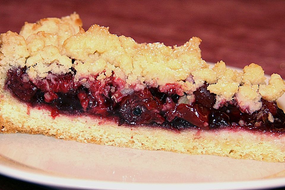 Kirsch-Himbeer-Kuchen mit Kokosstreuseln