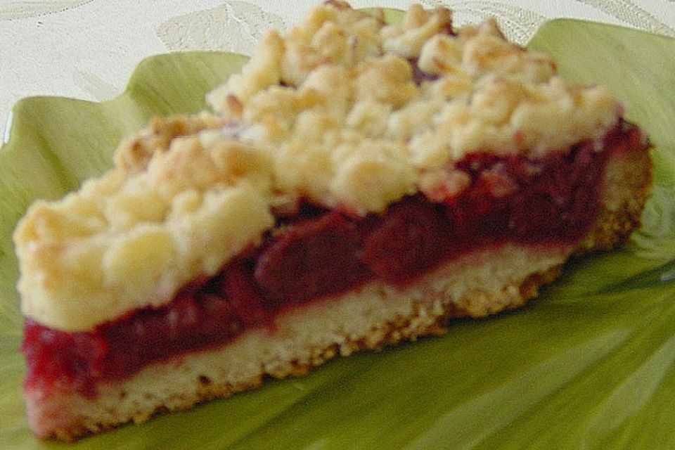 Kirsch-Himbeer-Kuchen mit Kokosstreuseln