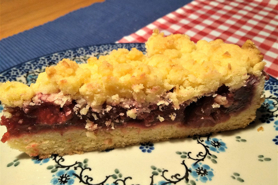 Kirsch-Himbeer-Kuchen mit Kokosstreuseln