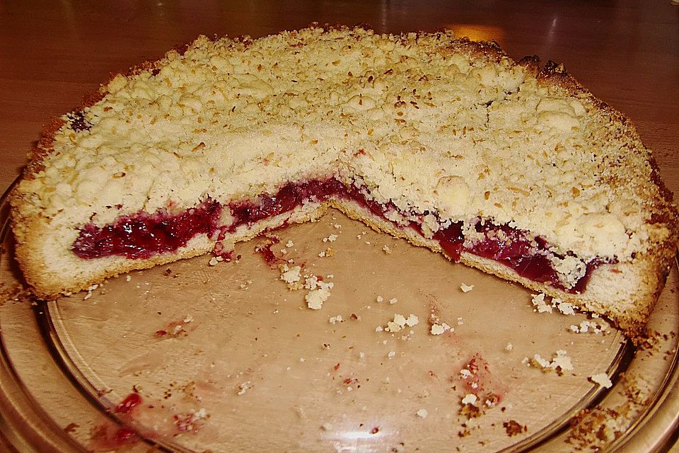 Kirsch-Himbeer-Kuchen mit Kokosstreuseln