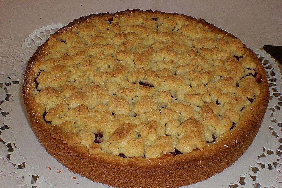 Kirsch-Himbeer-Kuchen mit Kokosstreuseln