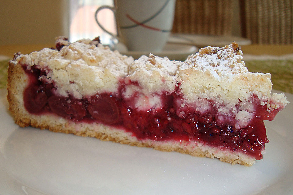 Kirsch-Himbeer-Kuchen mit Kokosstreuseln